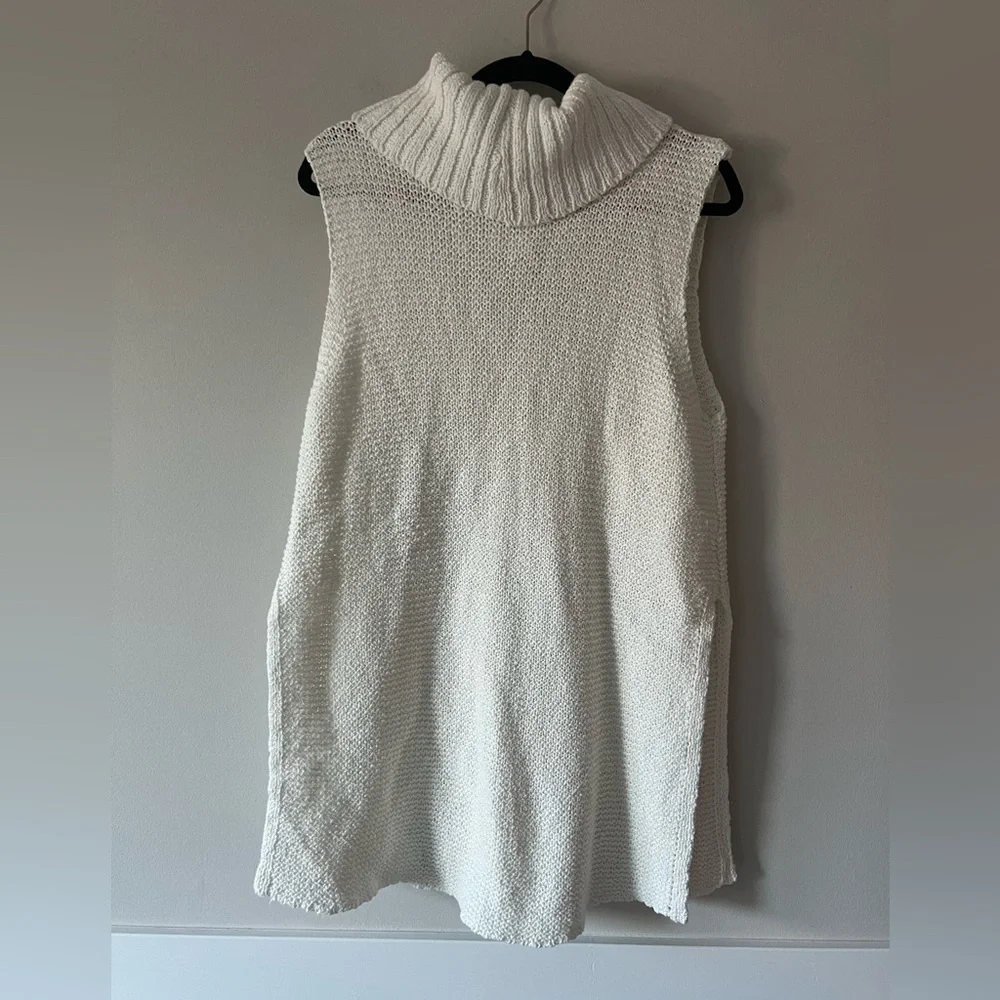 NWT Soft Surroundings Paola Cream Knit Cowl Neck Tunic Vest Size Large - Picture 5 of 8